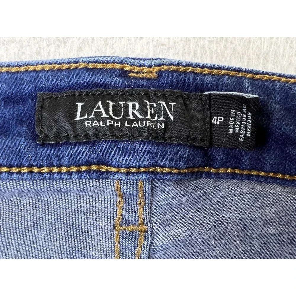 Lauren Ralph Lauren Skinny Jeans Womens 4P Blue Dark Wash Mid Rise Stretch Denim